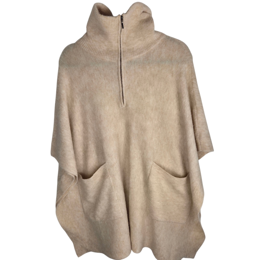 Charli Beige Turtleneck Poncho